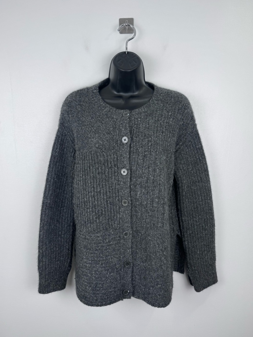 The Cashmere Project Women Grey Cashmere Button Down Cardigan Size Small